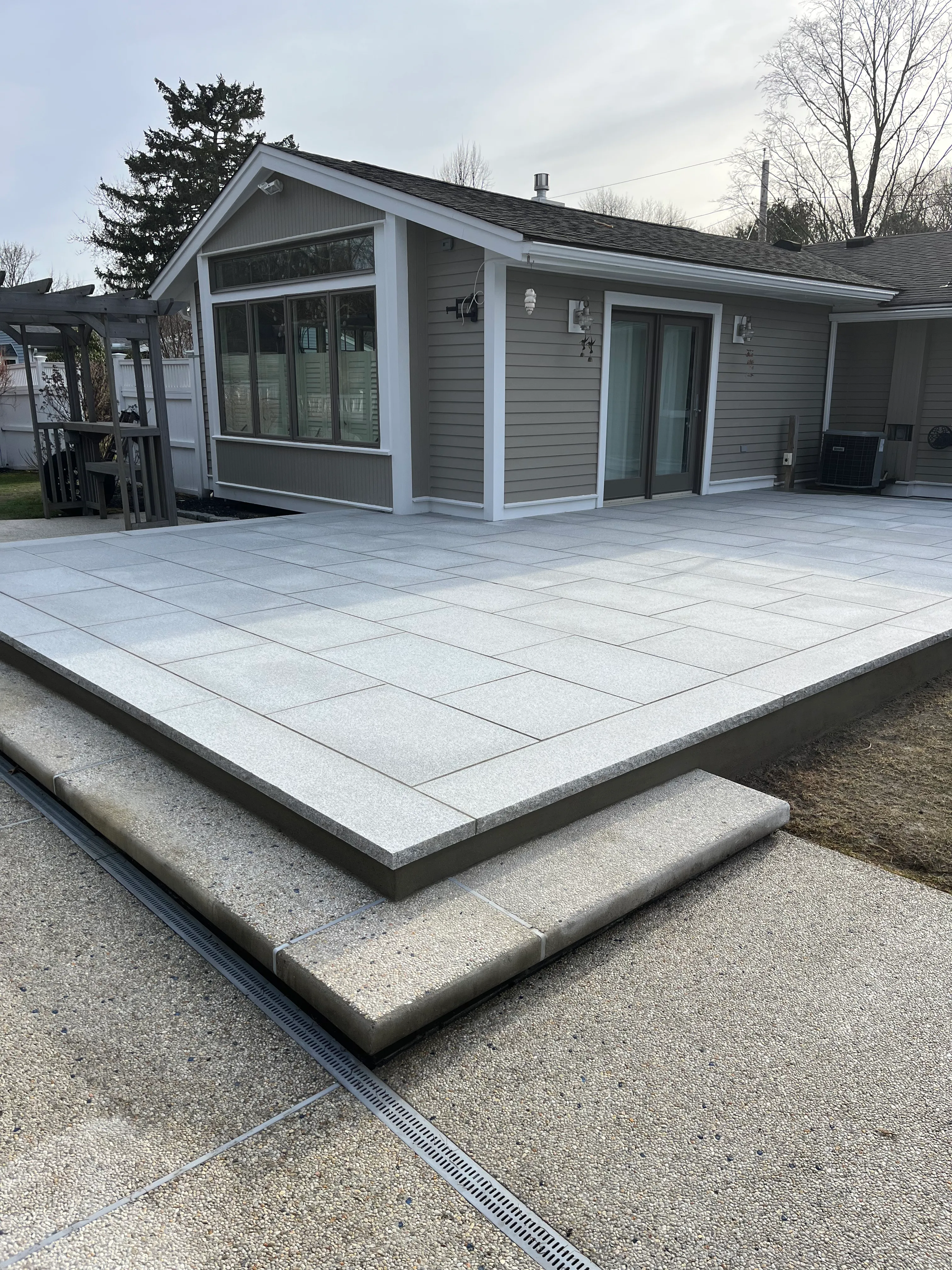 Outdoor fireplace constructed with natural stone